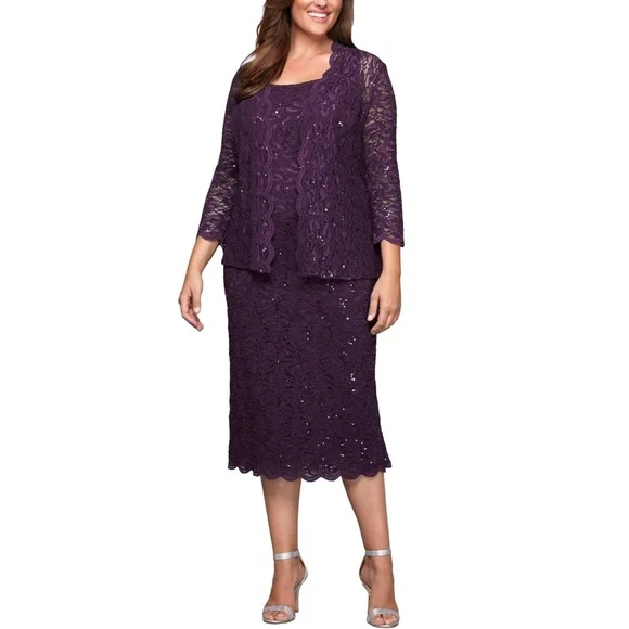 sachin and babi light blue dress Alex Evenings Embroidered Lace Mock Two-Piece Gown with Jacket in Ice Sage  at Nordstrom, Size 16 from $171.75 main image 0